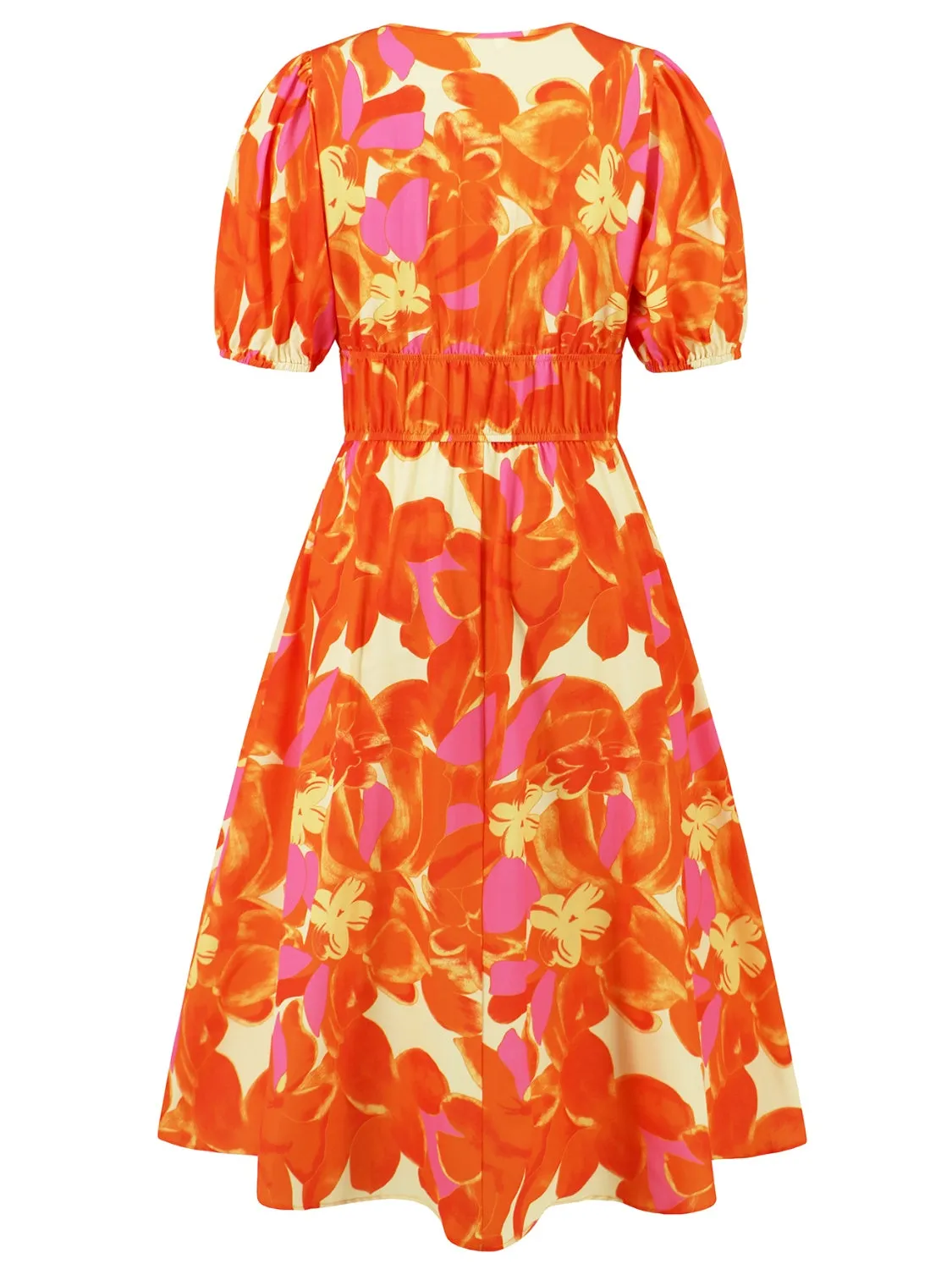 🌸 Ruched Printed Surplice Short Sleeve Dress 🌸