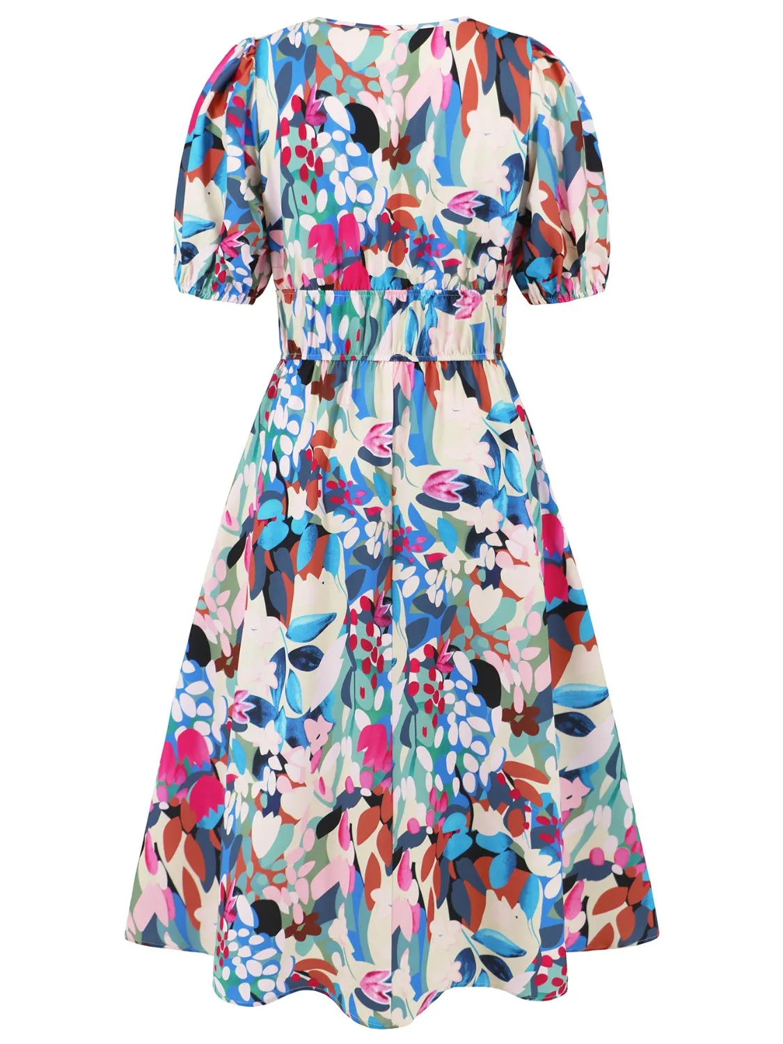 🌸 Ruched Printed Surplice Short Sleeve Dress 🌸