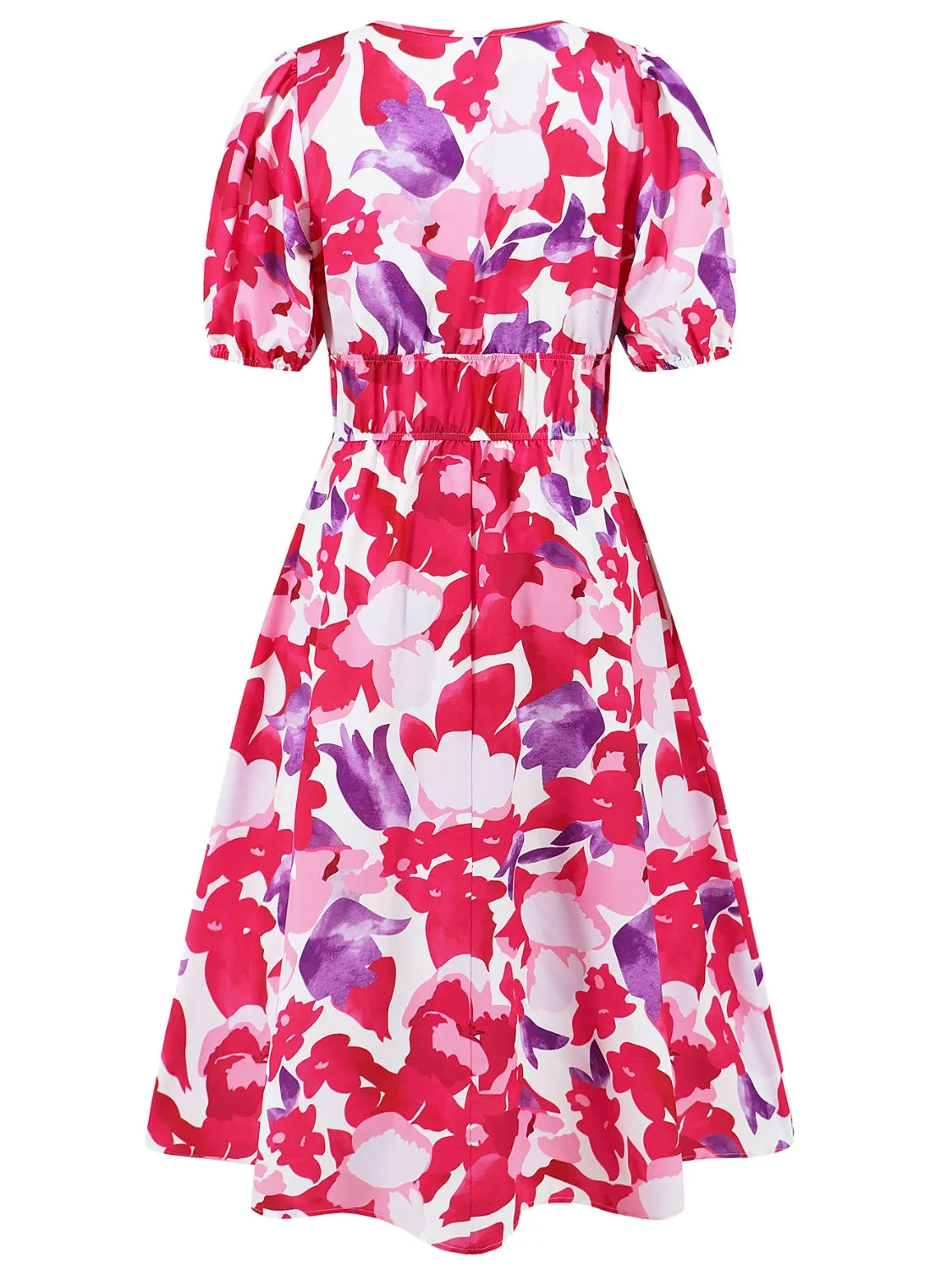 🌸 Ruched Printed Surplice Short Sleeve Dress 🌸