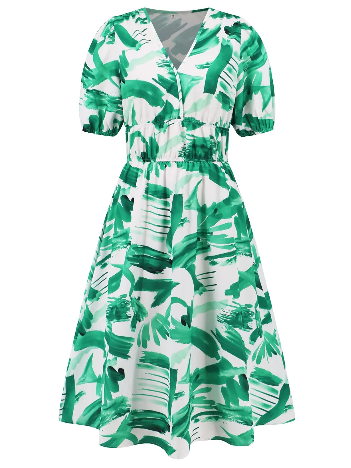 🌸 Ruched Printed Surplice Short Sleeve Dress 🌸