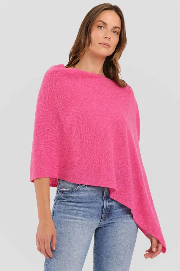 100% Cashmere Draped Dress Topper - Bloom Pink