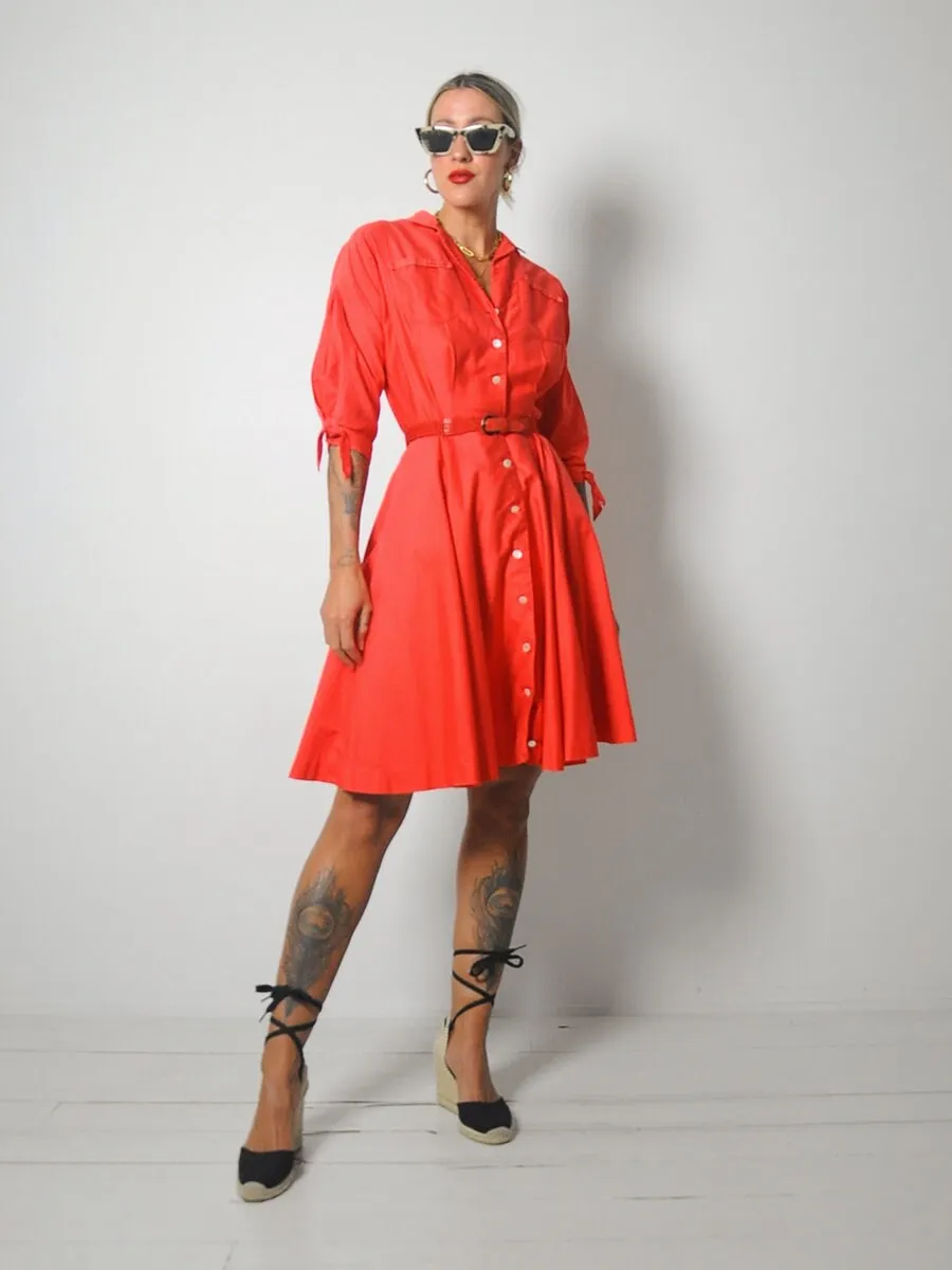 1950's Tomato Shirt Dress