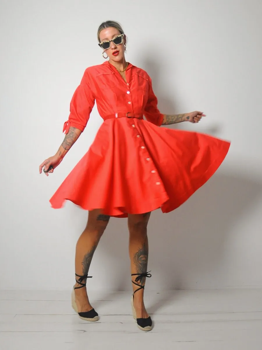 1950's Tomato Shirt Dress