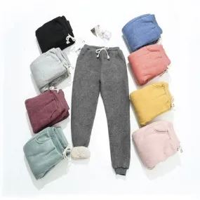 2021 BEFORW Autumn Winter Women Fleece Sweatpants Casual Thick Velvet Sizes S - XXXL