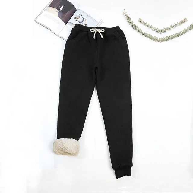 2021 BEFORW Autumn Winter Women Fleece Sweatpants Casual Thick Velvet Sizes S - XXXL