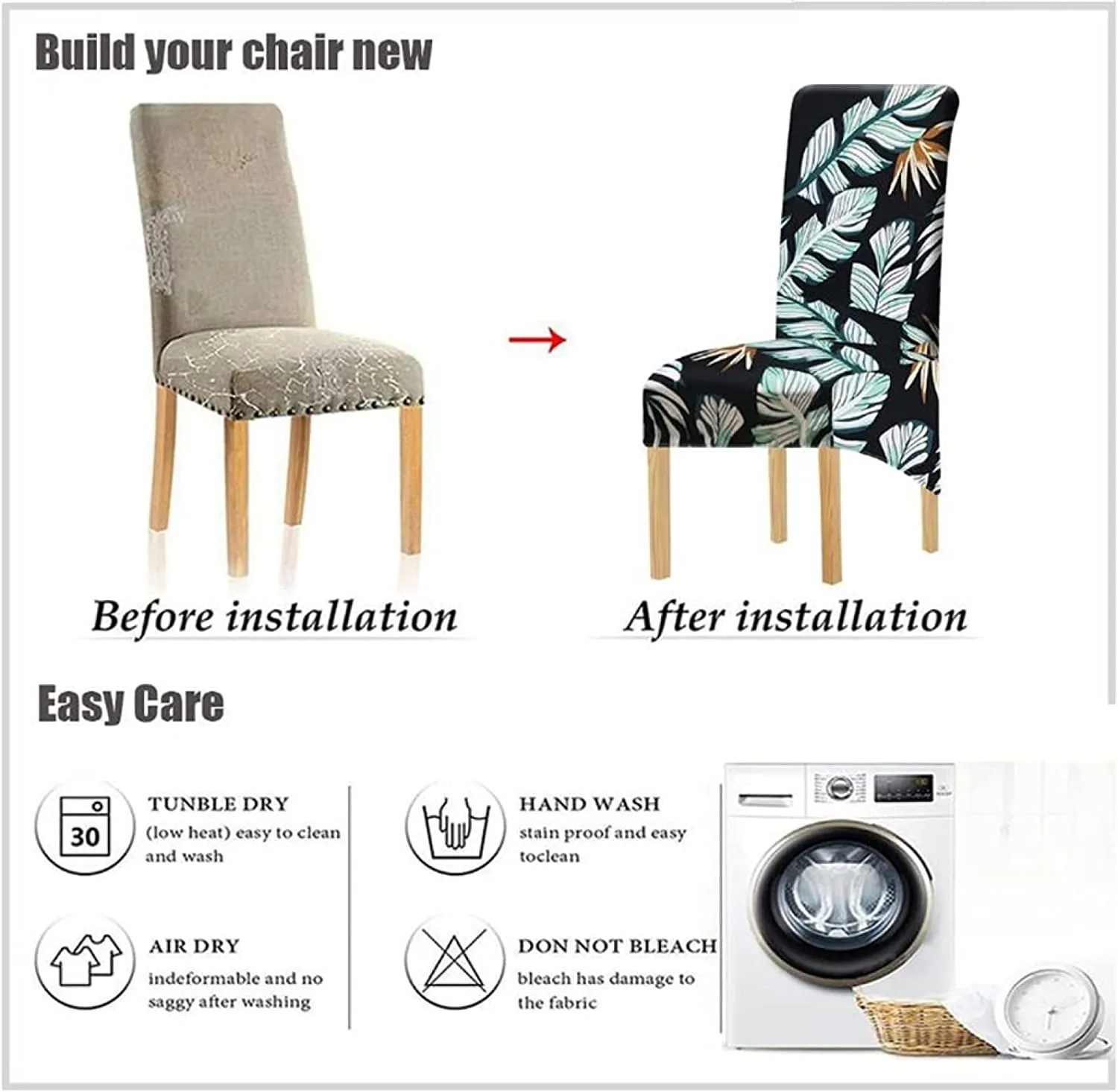 7691 Elastic Chair Cover Dining Chair Covers Set of 2 Stretchable , Washable Cover For Homes Chair Use