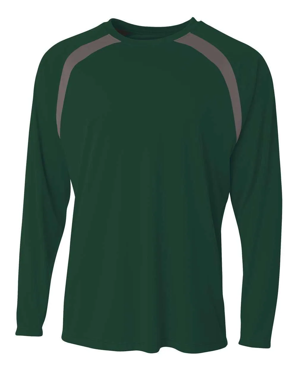 A4 N3003 Spartan Long Sleeve Color Block Crew - Forest Graphite