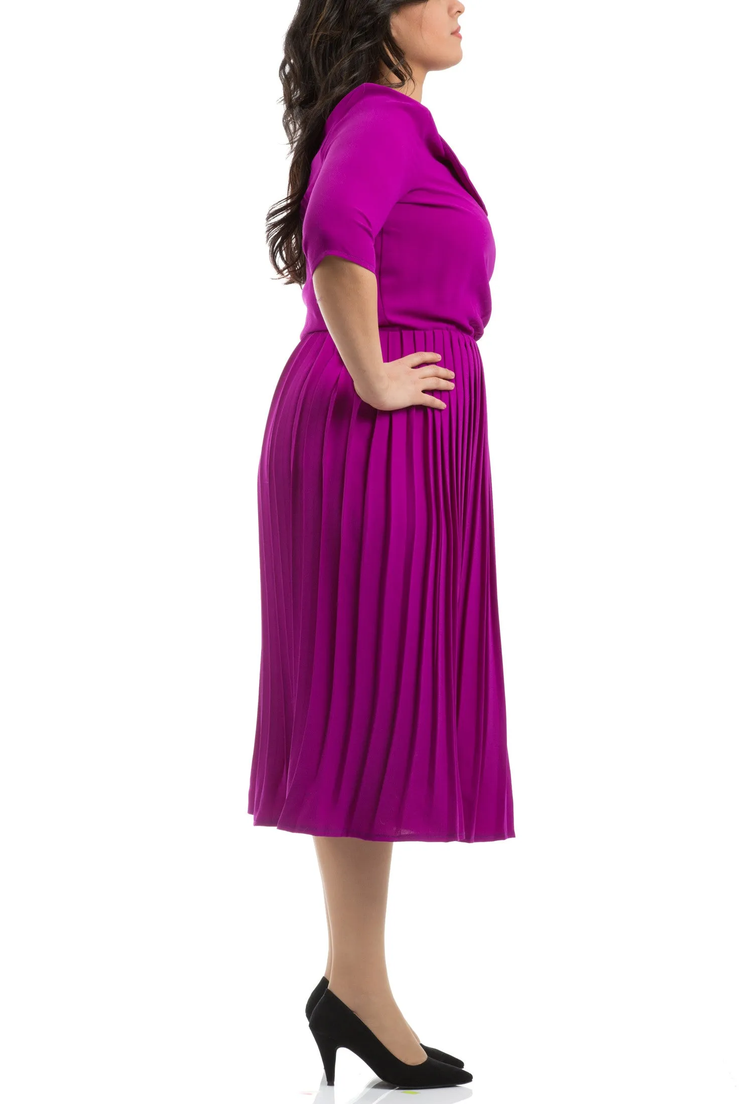 Accordion Pleated Dress - Purple