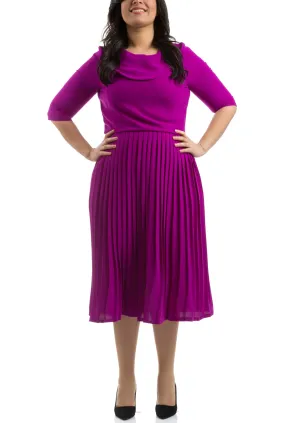 Accordion Pleated Dress - Purple