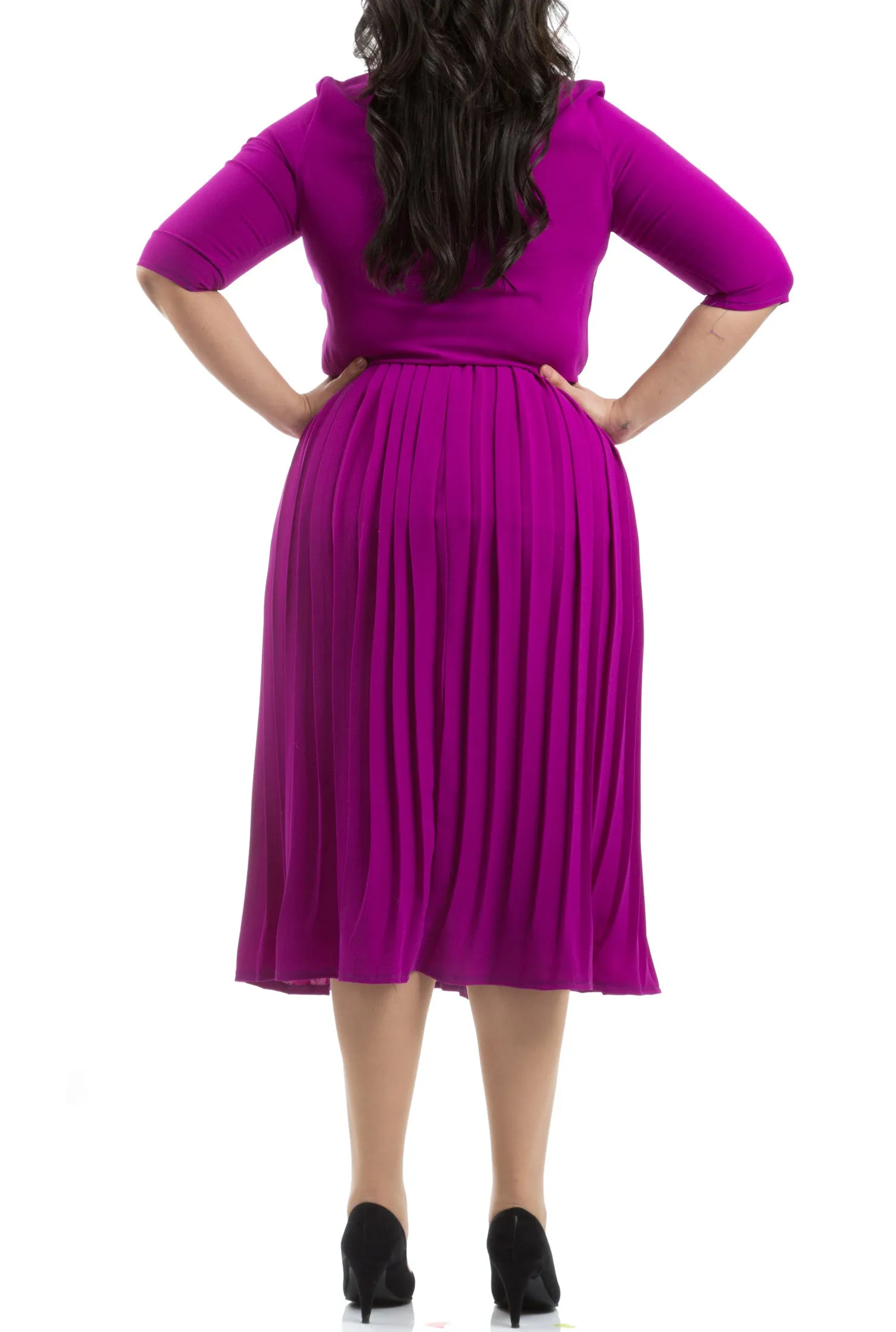 Accordion Pleated Dress - Purple