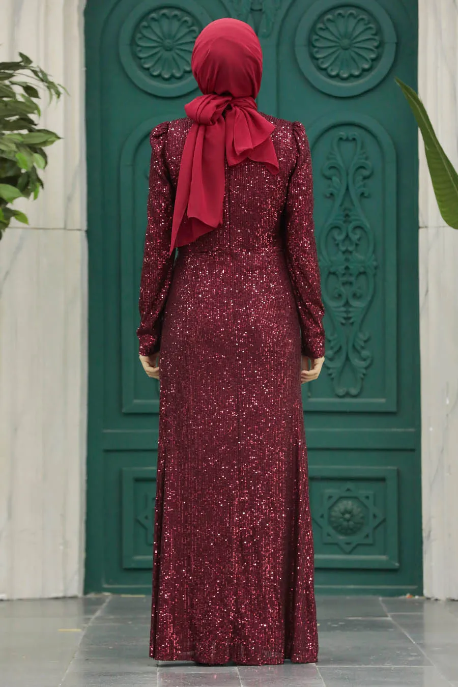 Al Mala All Glitter Finish Long Maxi Evening Gown With Long Sleeve