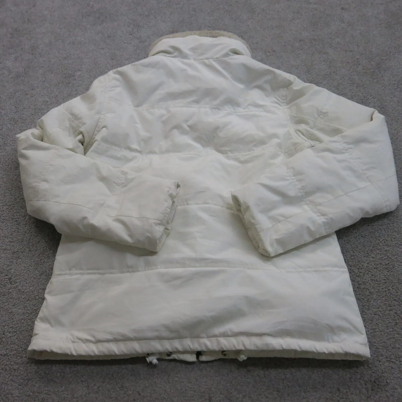 American Eagle Jacket Women Medium White Sherpa Lined Casual Quilted Puffer Coat