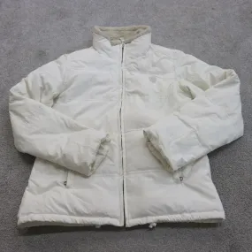 American Eagle Jacket Women Medium White Sherpa Lined Casual Quilted Puffer Coat