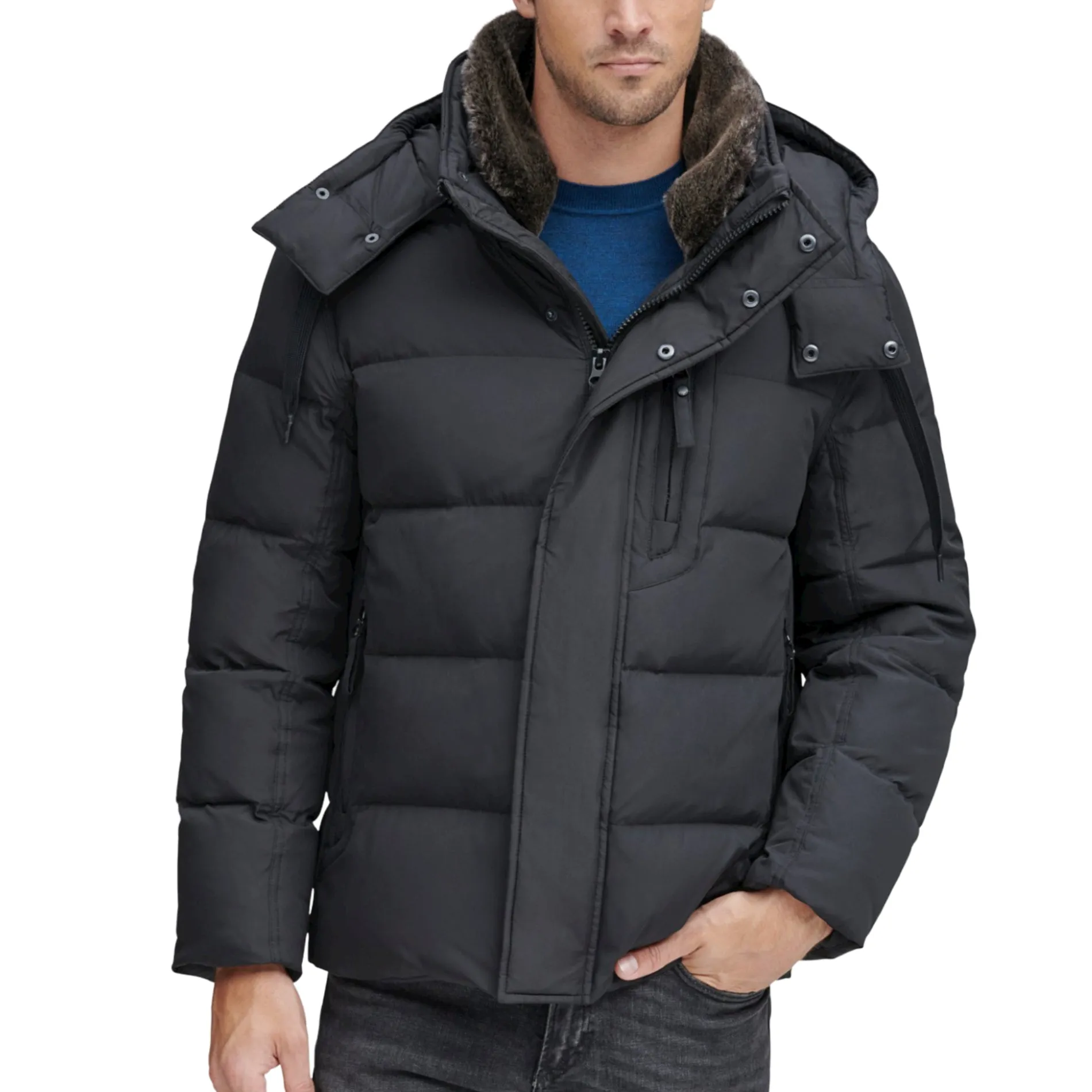 Andrew Marc Baltic Down Filled Fur Collar Hooded Puffer Coat Jacket