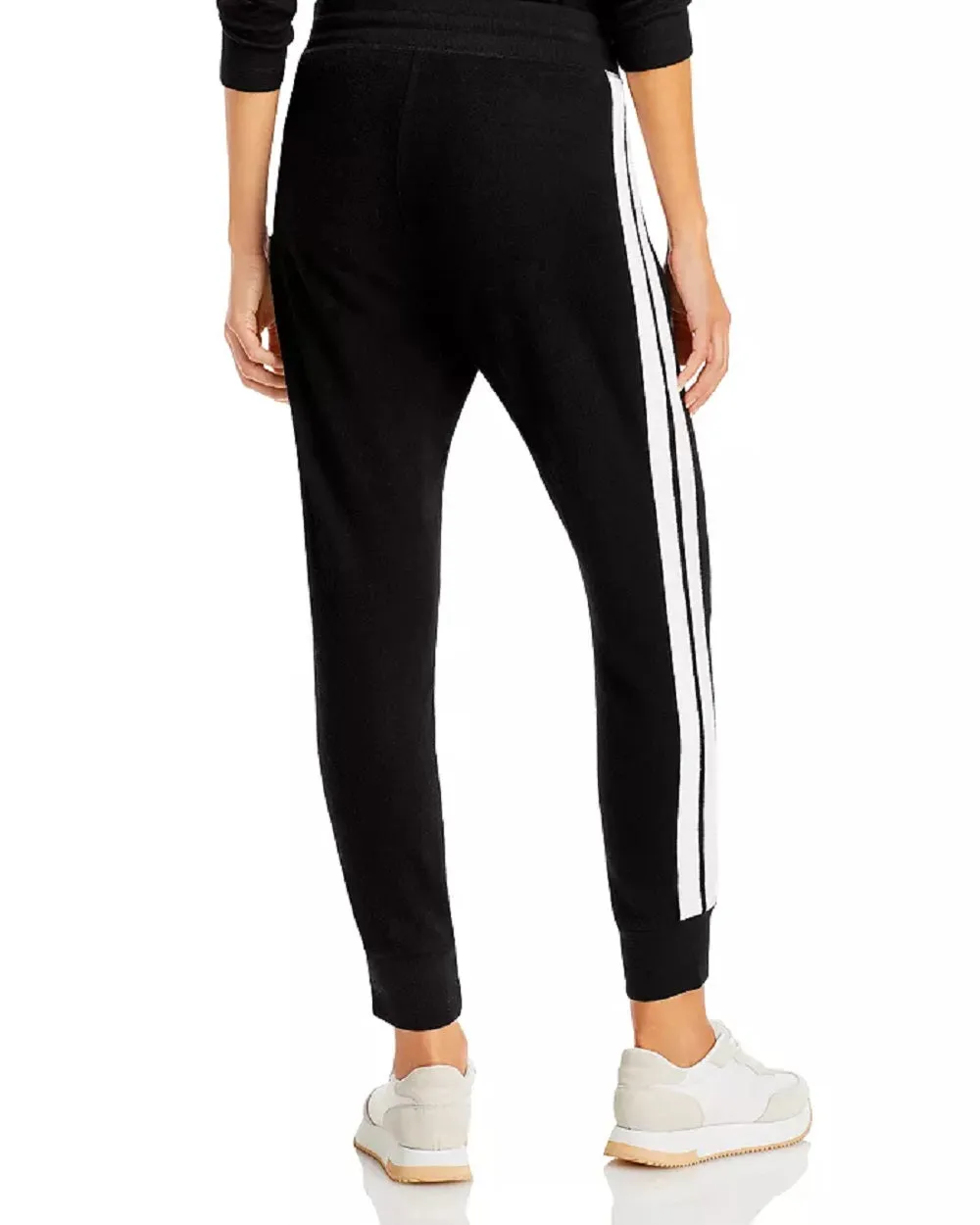 Aqua Athletic Women's Side Stripe Knit Sweatpants, Black, L