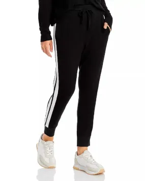 Aqua Athletic Women's Side Stripe Knit Sweatpants, Black, L