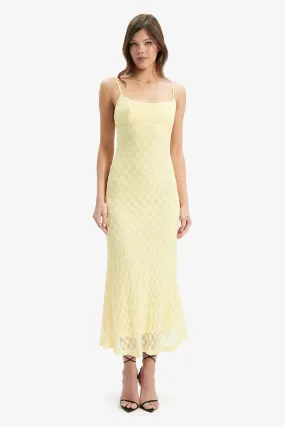 Bardot Adoni Mesh Midi Dress in Canary Yellow