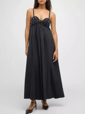 Bead-Embellished Empire-Waist Maxi Dress