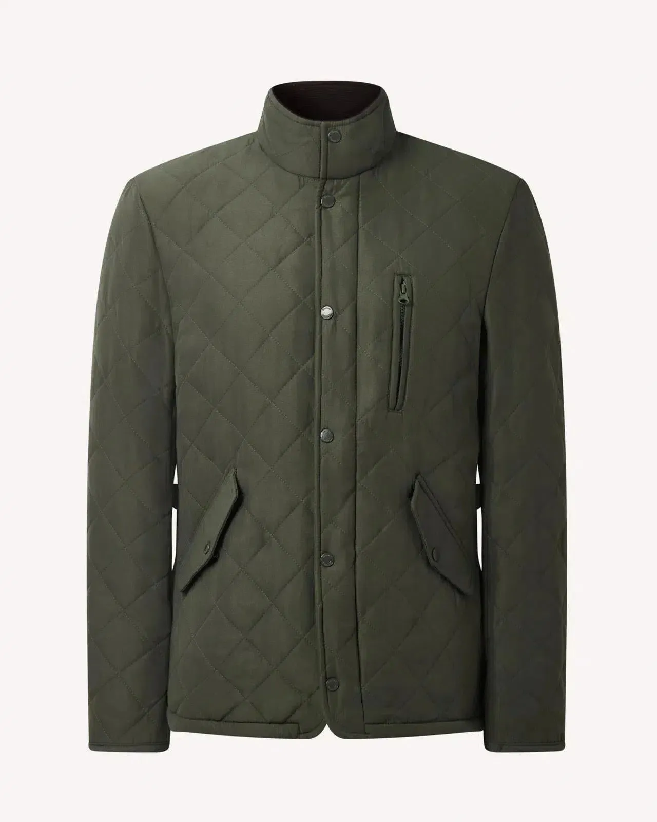 Bernard Weatherill Stand Collar Padded Jacket Khaki Green