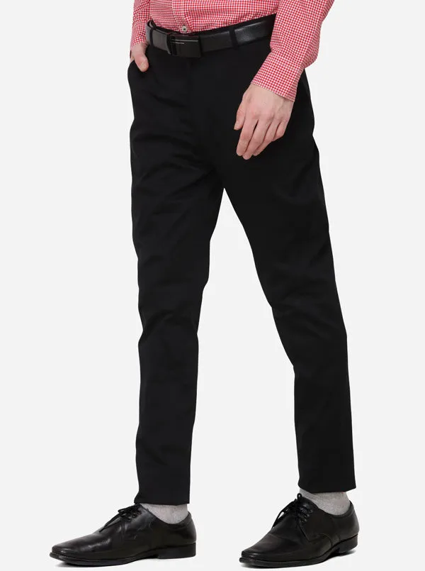 Black Solid Super Slim Fit Formal Trouser | JadeBlue