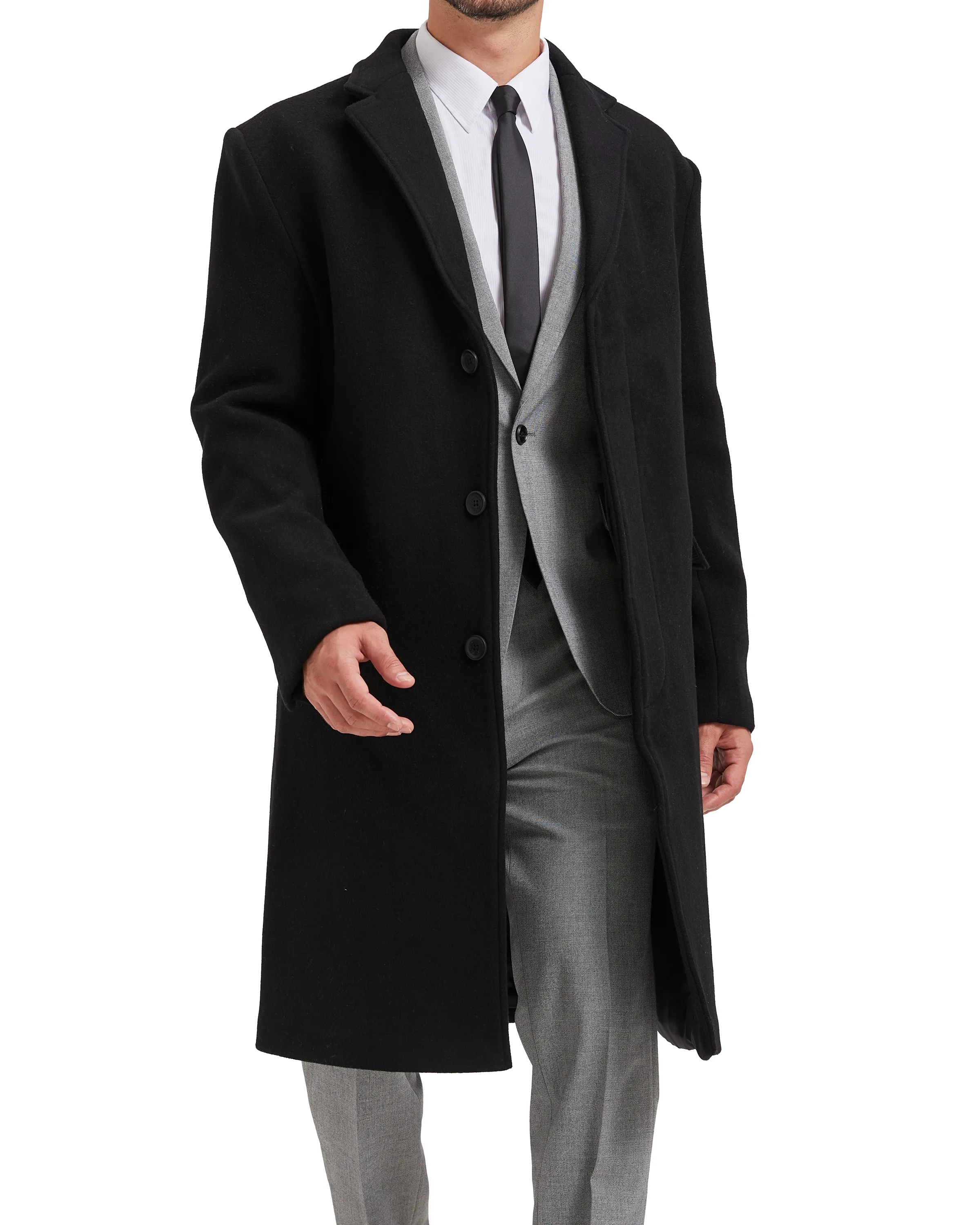 Black Wool Cashmere Bond Overcoat Black Lining