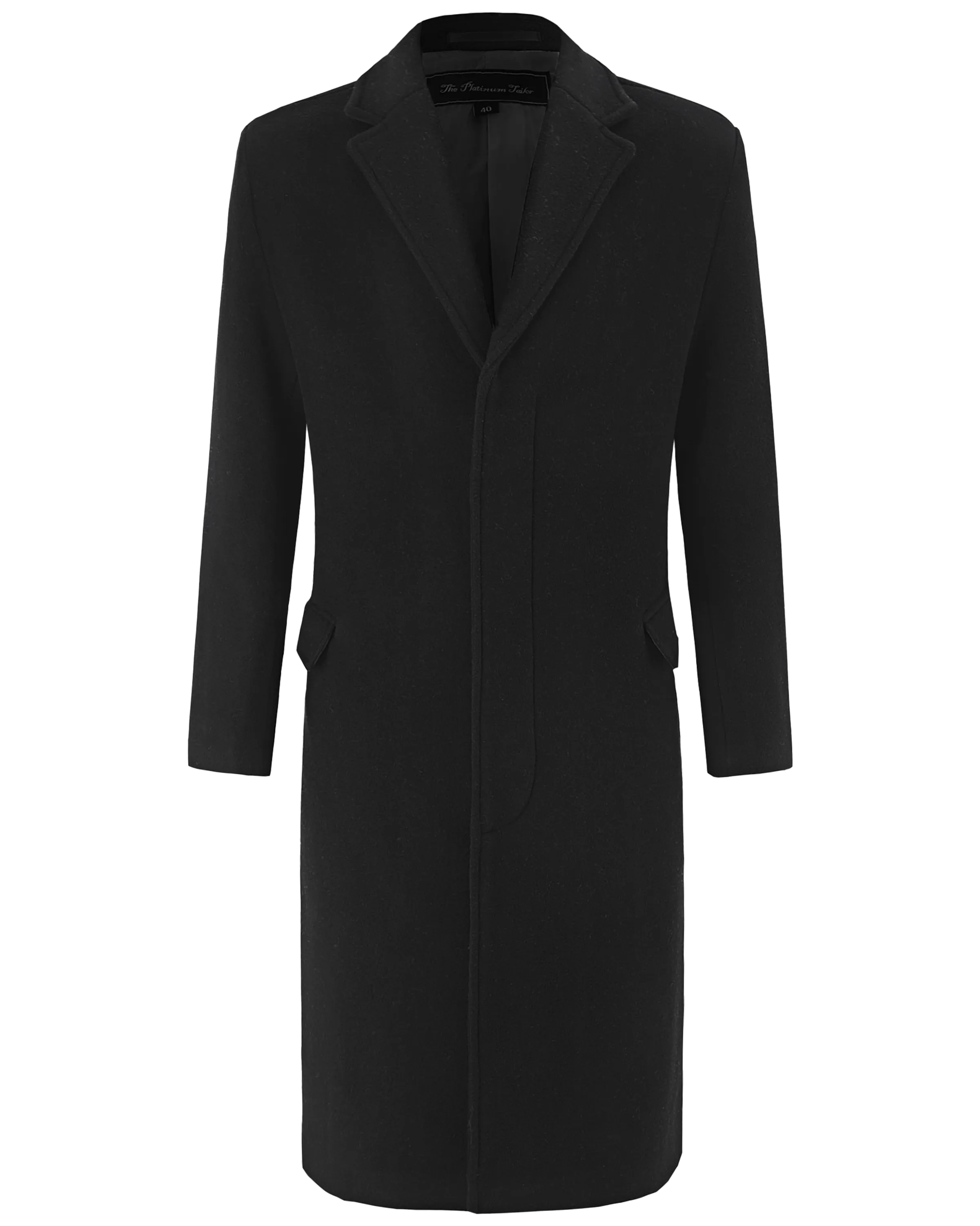 Black Wool Cashmere Bond Overcoat Black Lining