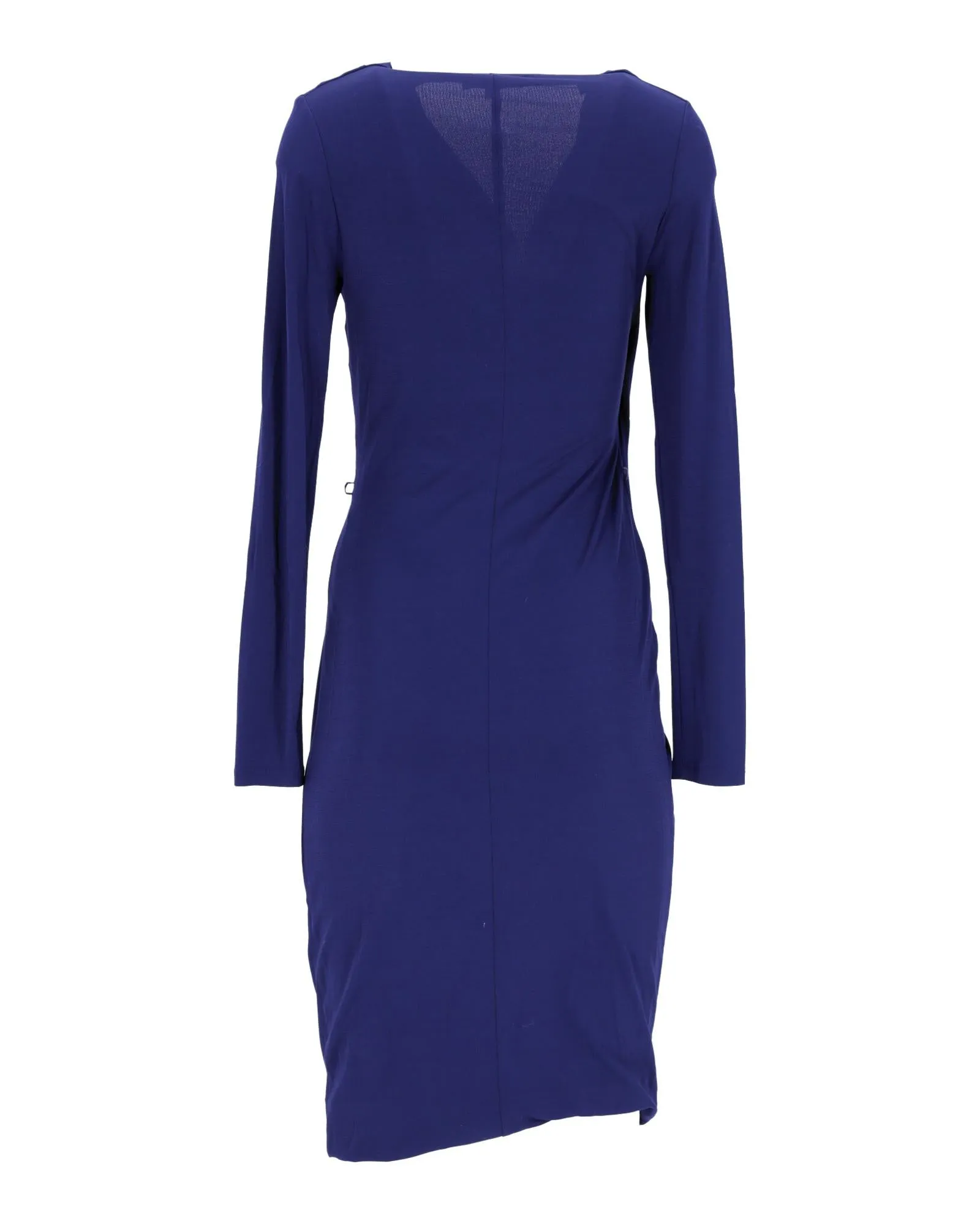 Blue Silk Draped Long Sleeve Dress by Max Mara