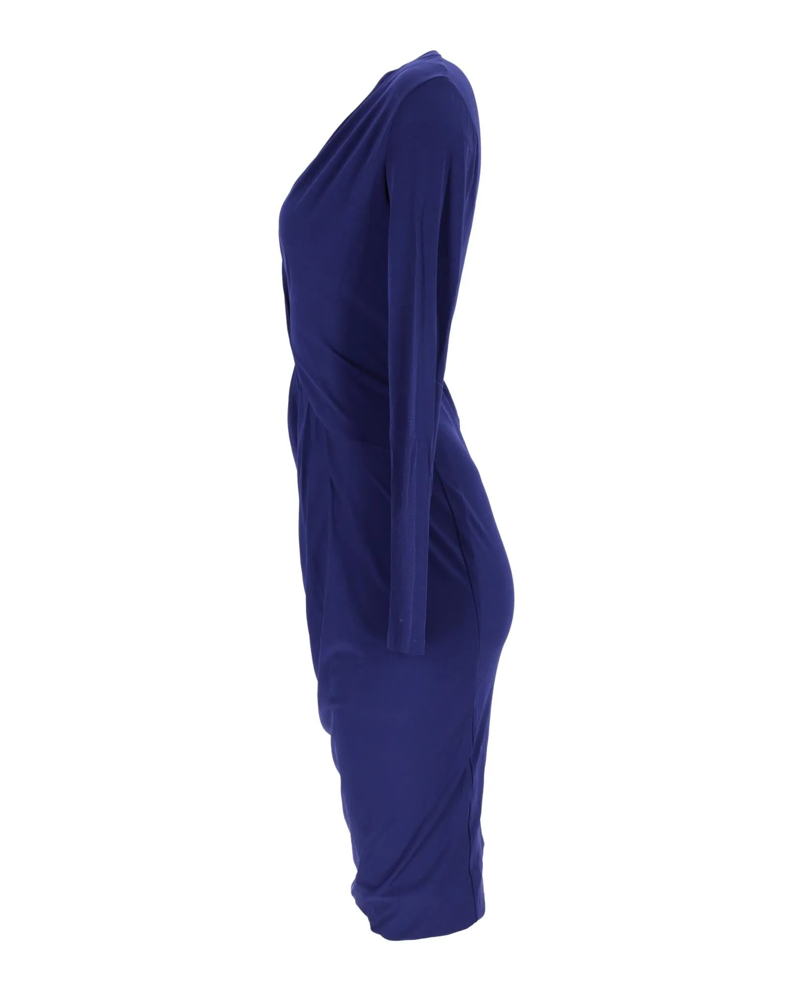 Blue Silk Draped Long Sleeve Dress by Max Mara