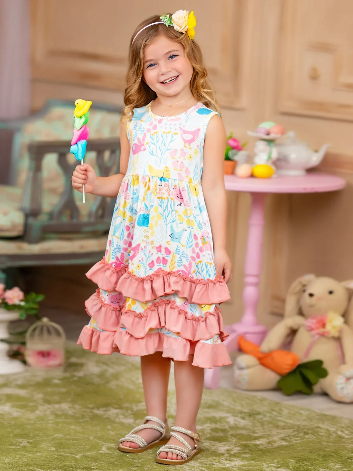 Bunny Blossom Tiered Ruffled Dress