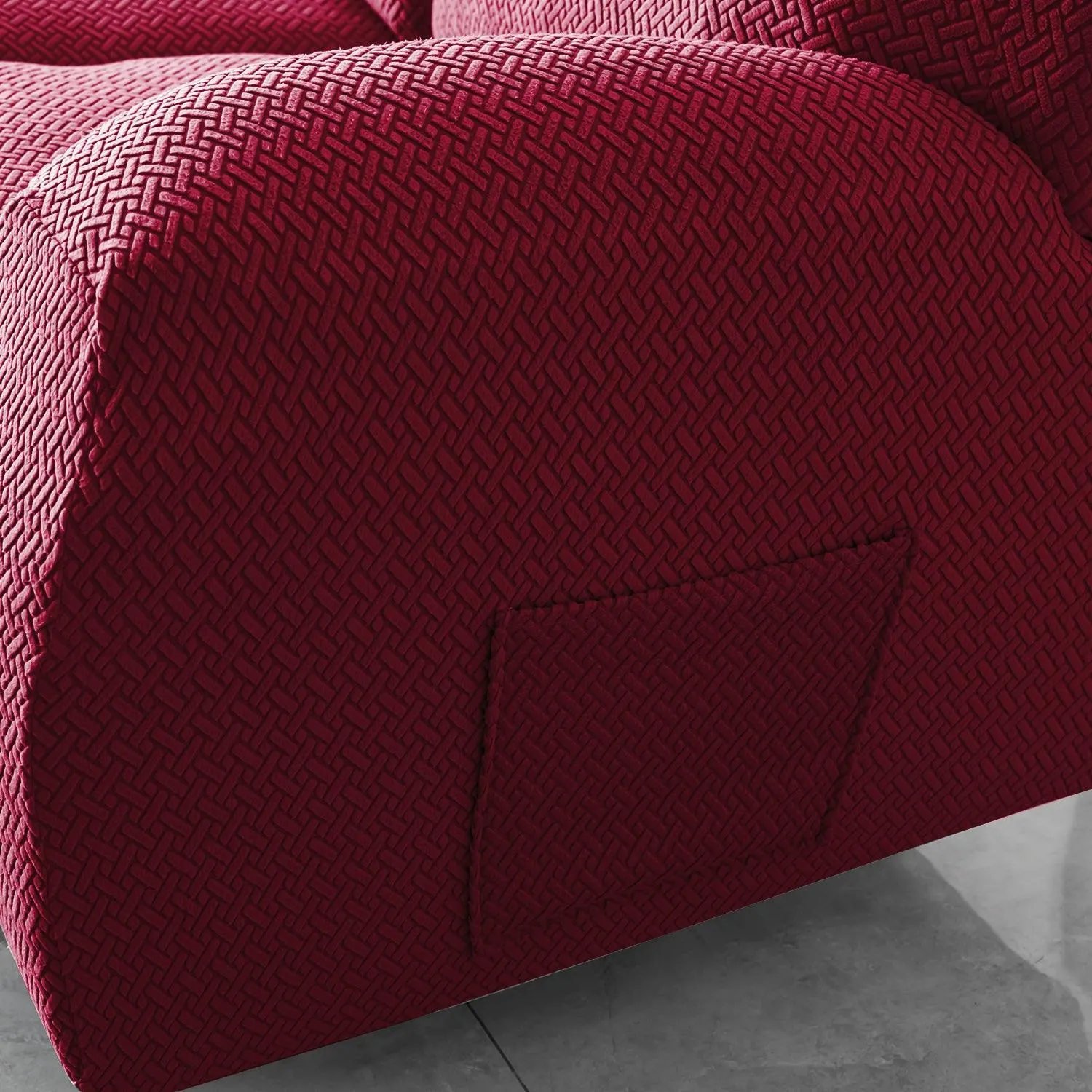 Burgundy Jacquard Recliner Sofa Cover | Non-Slip & Full Fitted