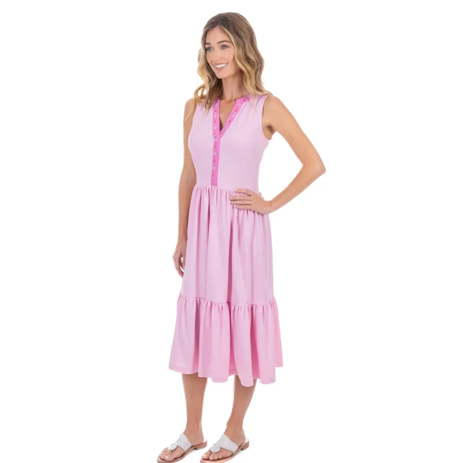 Cabana Life Guaze Embroidered Tiered Midi Dress 250-PR-1088 - Provence