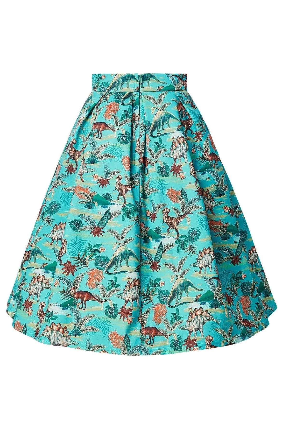 Carolyn Box Pleated Skirt in Dinosaur Print