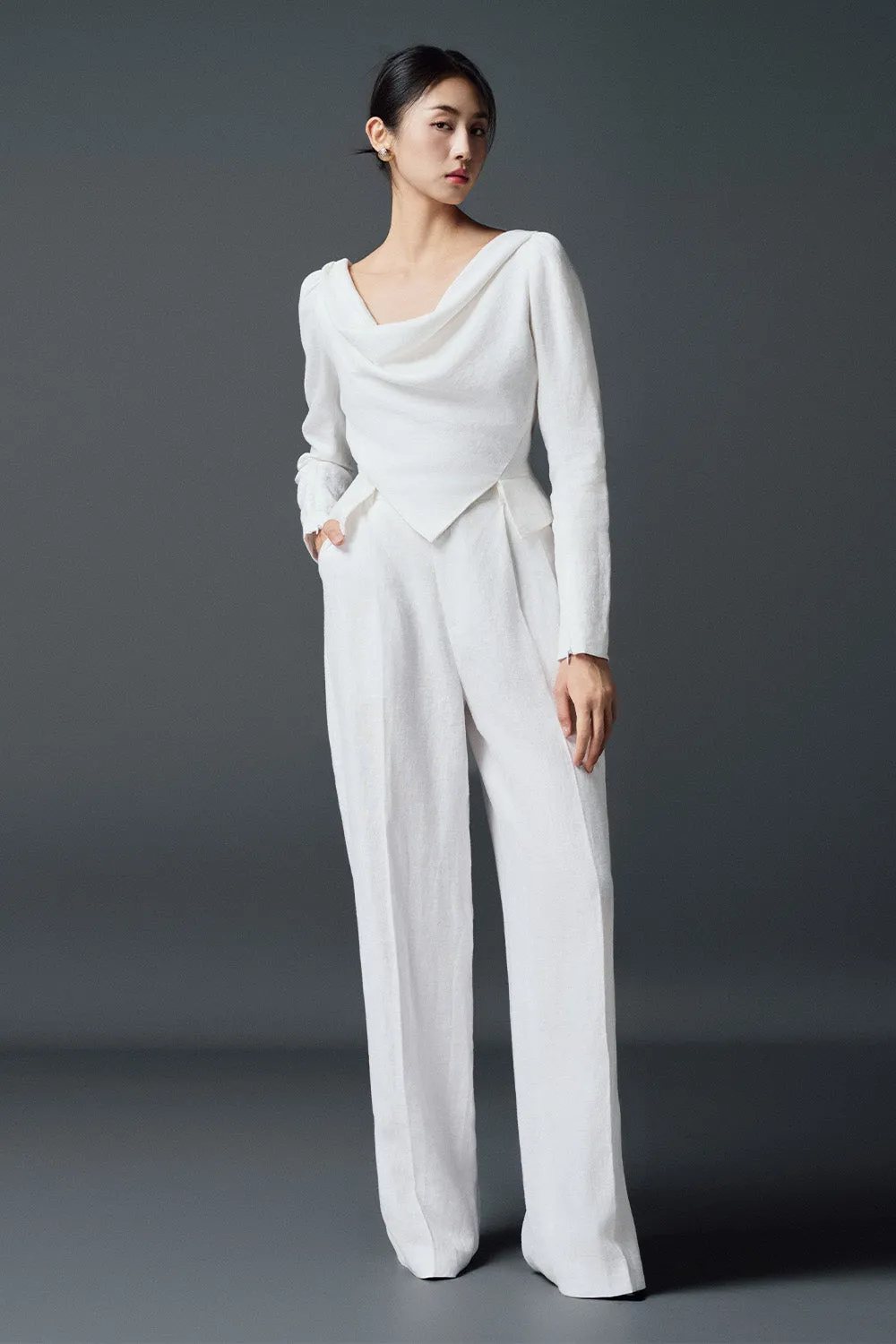 Catharin Straight Ribbed Polycotton Floor Length Trousers