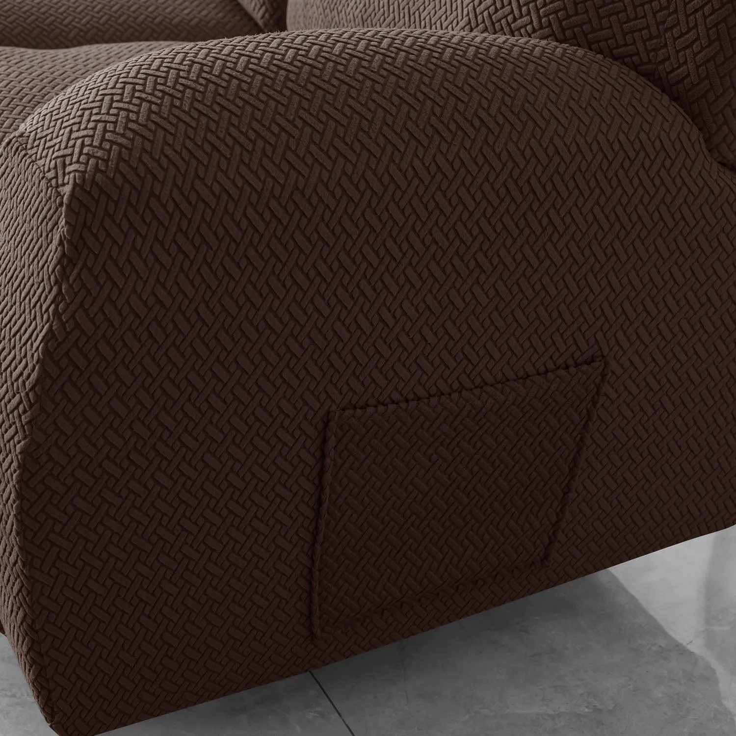 Chocolate Brown Jacquard Recliner Sofa Cover | Non-Slip & Full Fitted