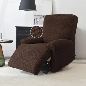 Chocolate Brown Jacquard Recliner Sofa Cover | Non-Slip & Full Fitted