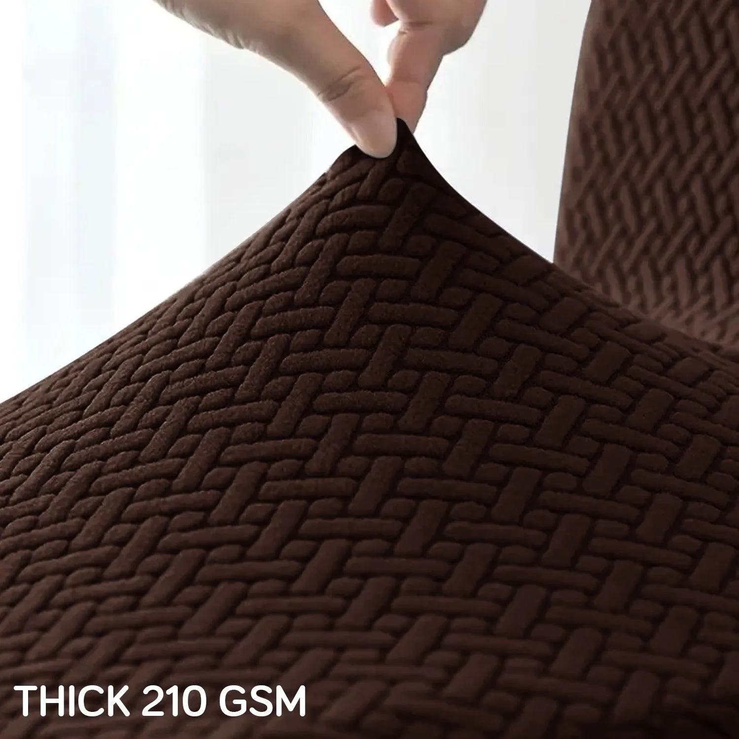 Chocolate Brown Jacquard Recliner Sofa Cover | Non-Slip & Full Fitted