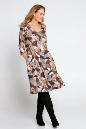 Christobel Sleeved Dress - Autumnal Choc