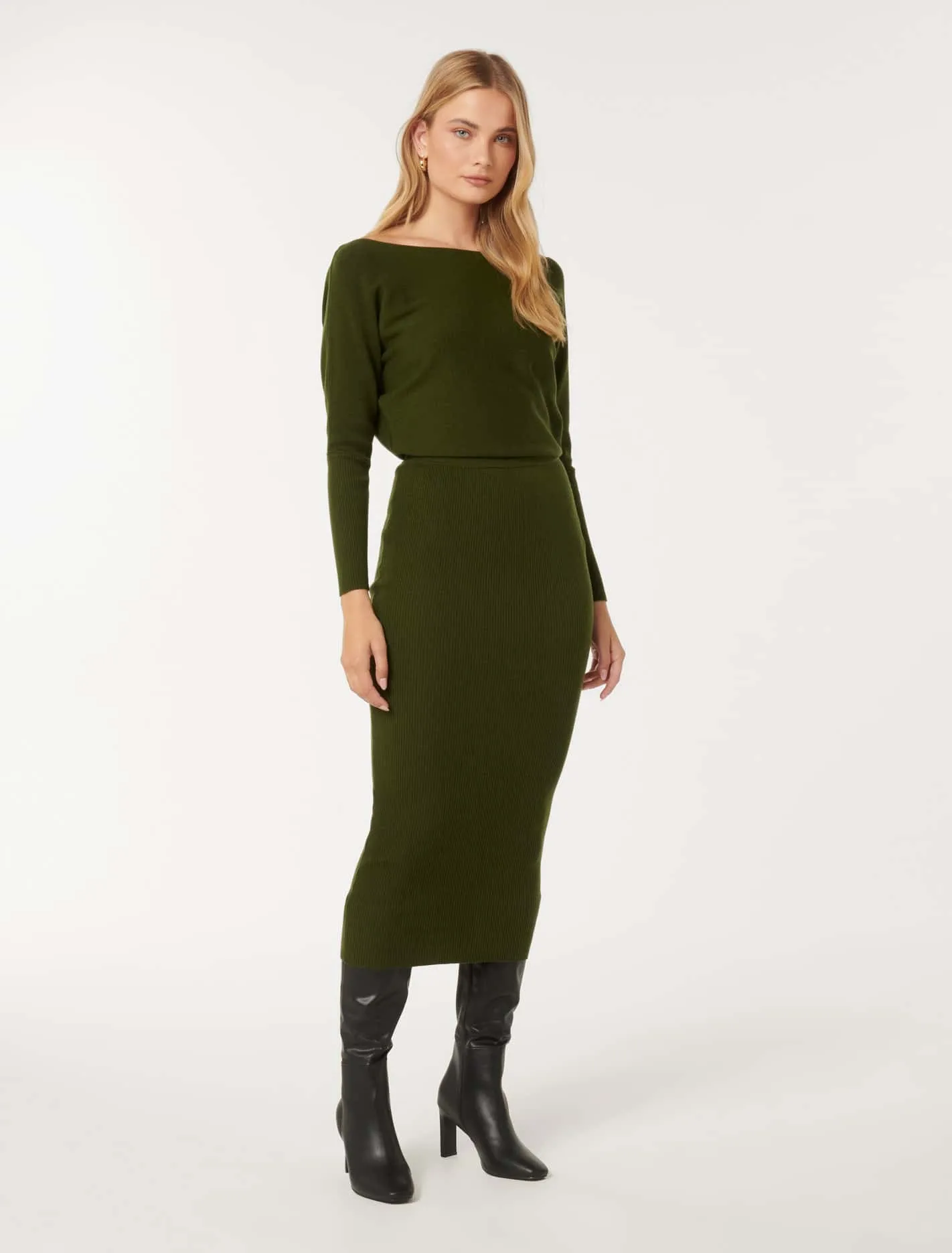 Ciara Tipped Shoulder Midi Dress