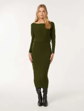 Ciara Tipped Shoulder Midi Dress