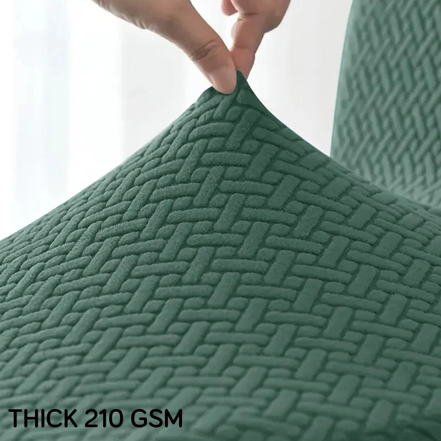 Continental Green Elastic Jacquard Recliner Sofa Cover | Stretchable & Anti Slip