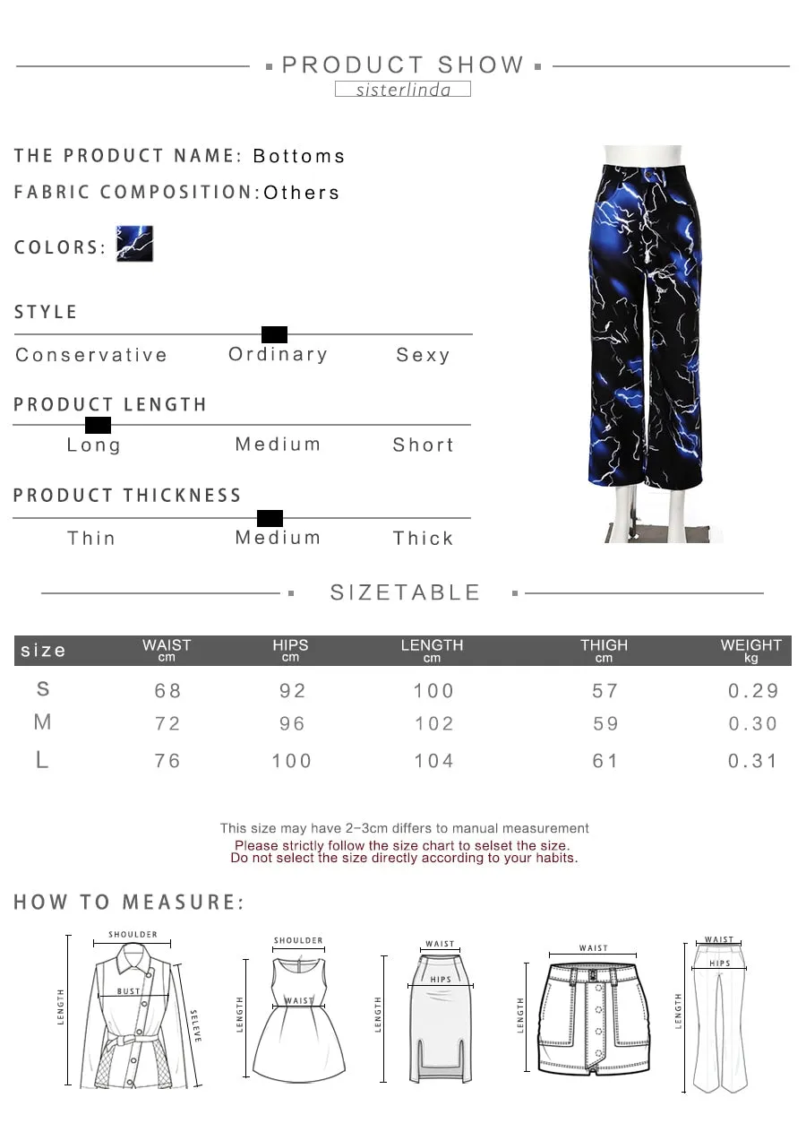 Cool Loose High Waist Pockets Print Wide Leg Pants