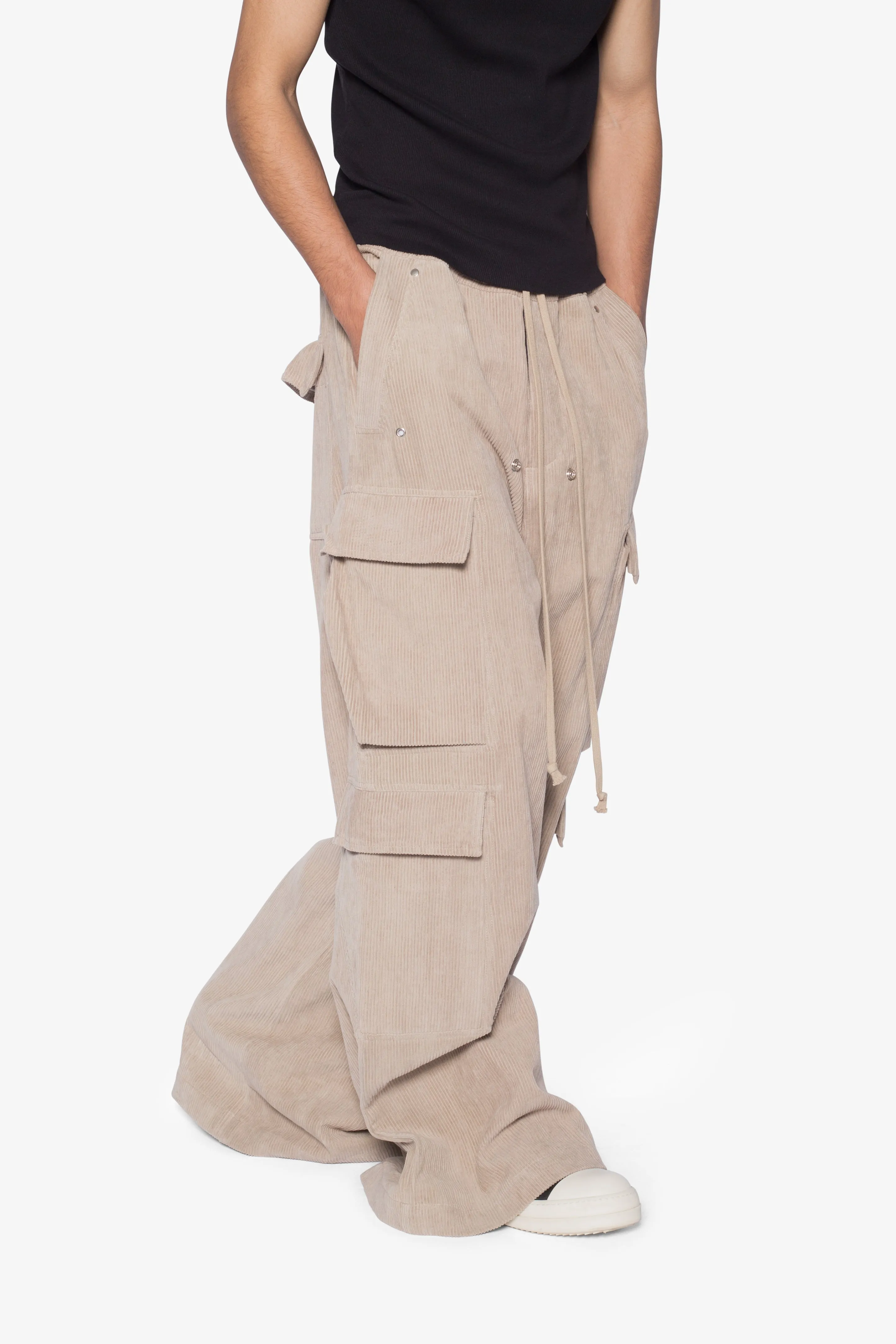 Corduroy Rave Double Cargo Pants - Khaki