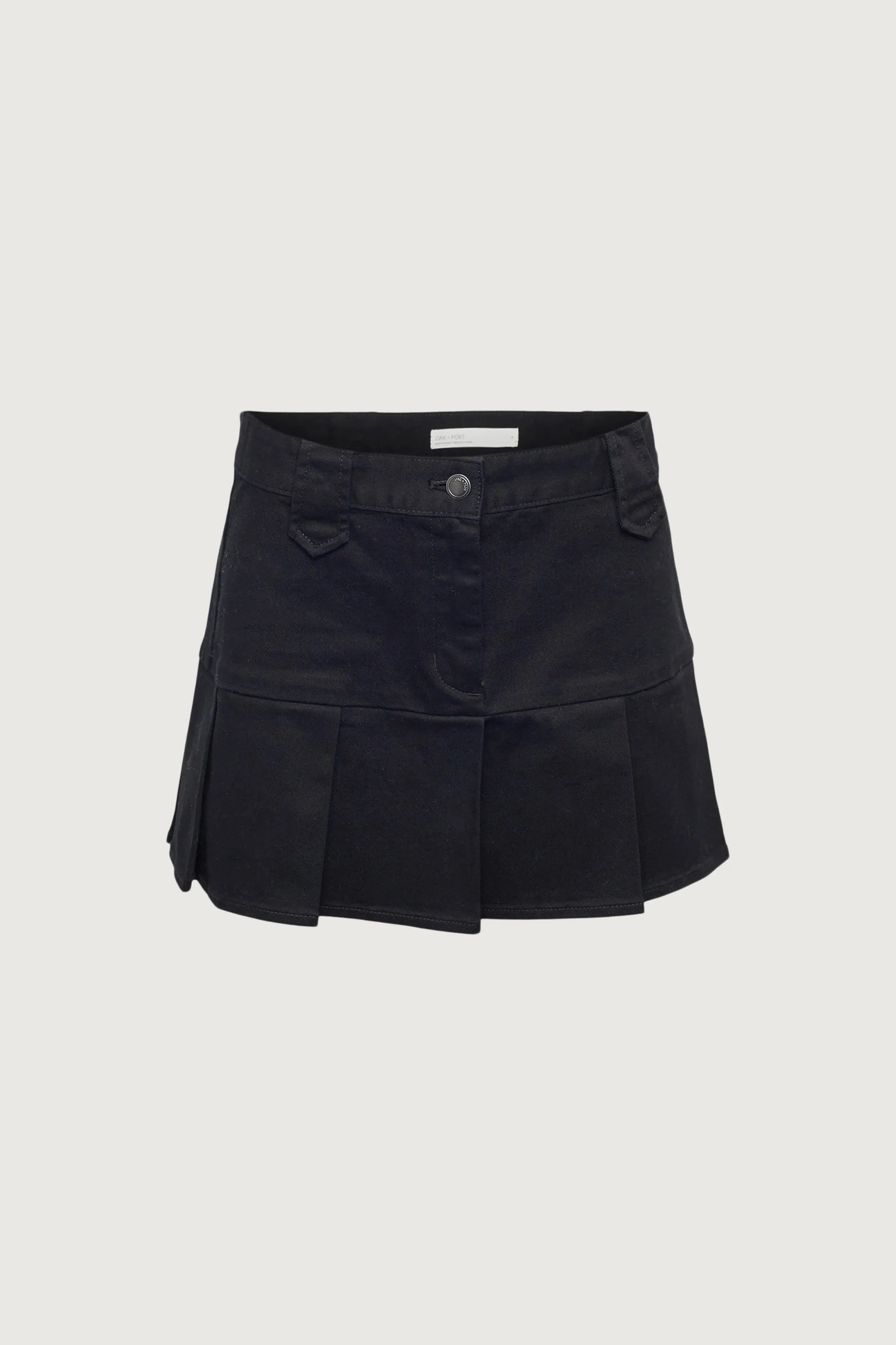 COTTON TWILL PLEATED MINI SKIRT