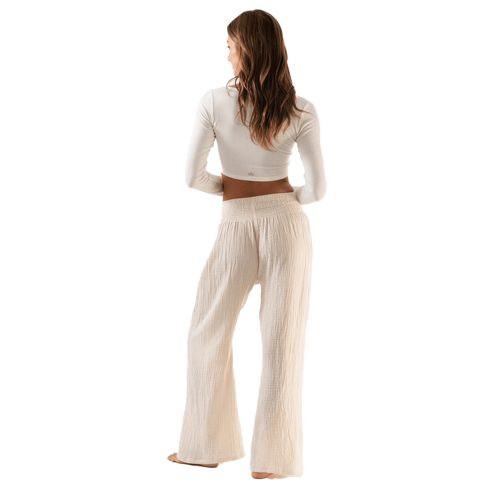 Cream Wide Leg Cotton Pants