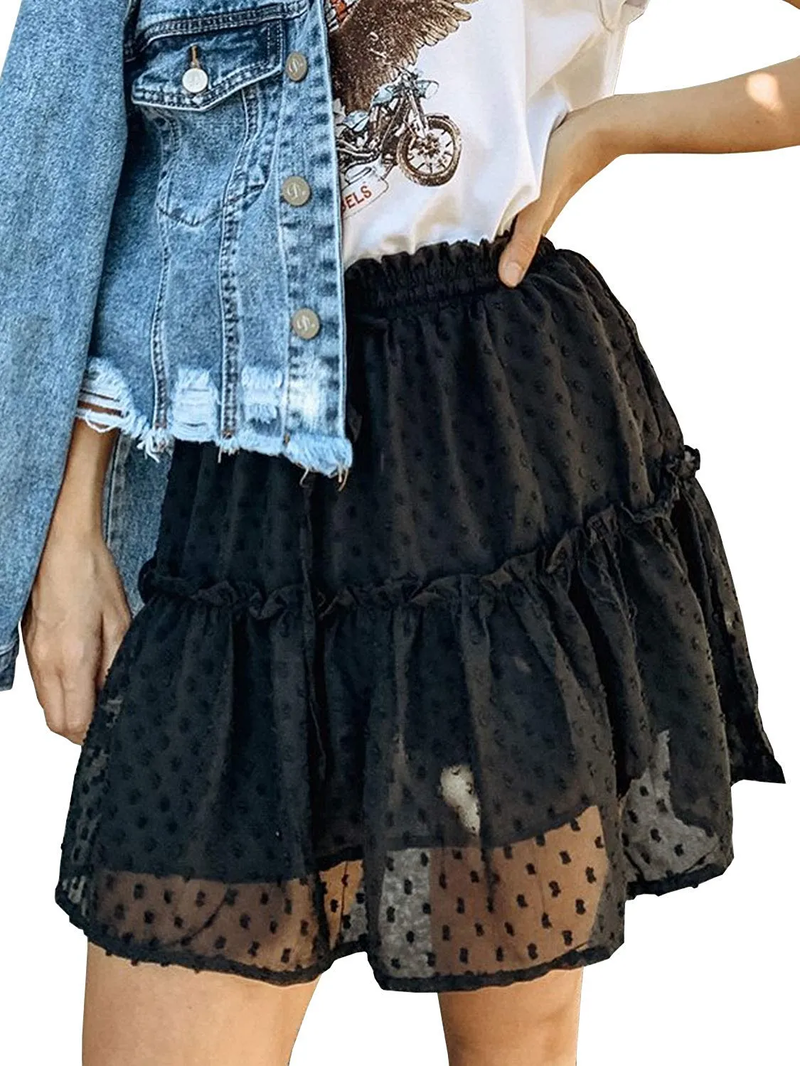 Cute A-Line Pleated Ruffle Skirt