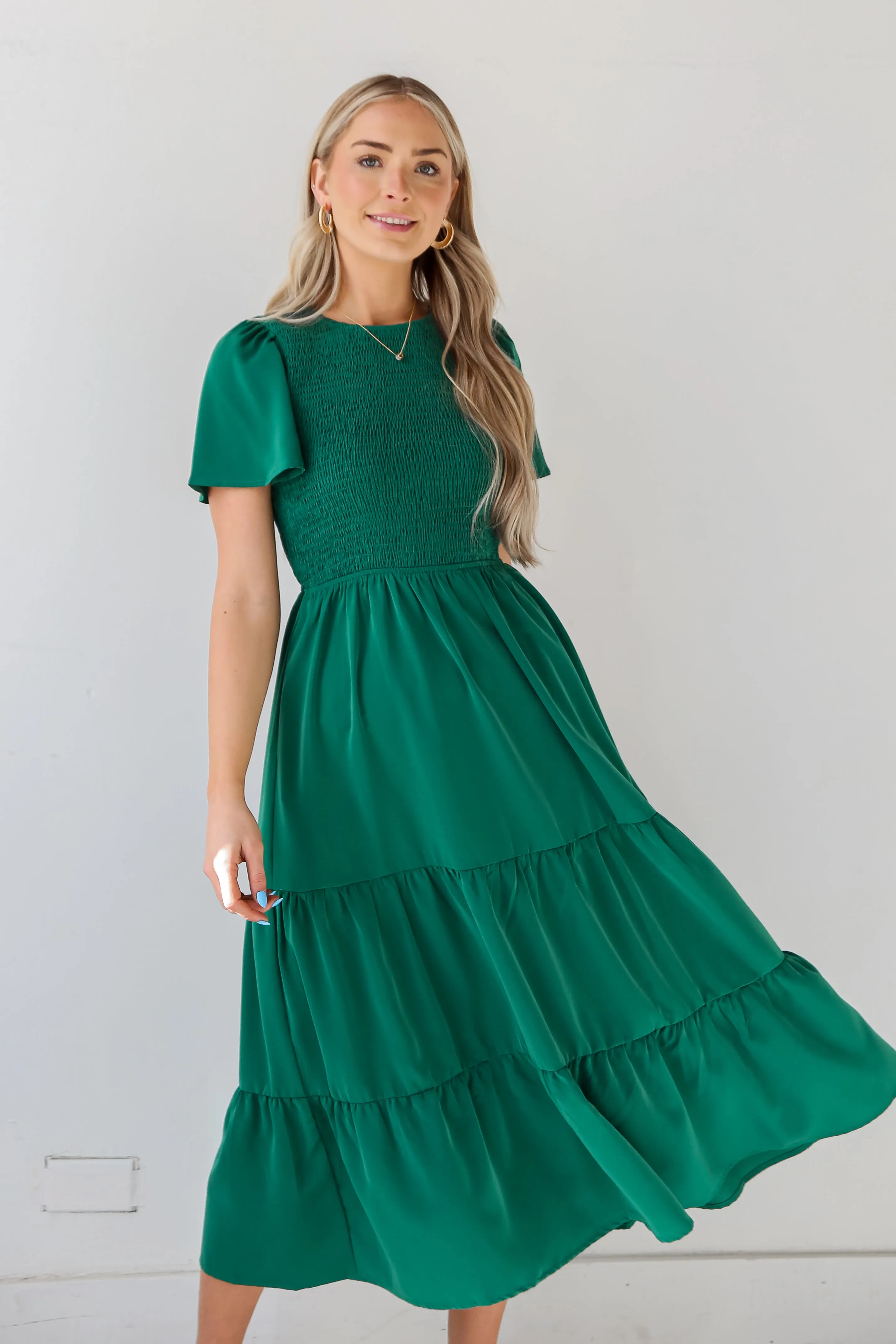 Cute Contentment Kelly Green Tiered Maxi Dress