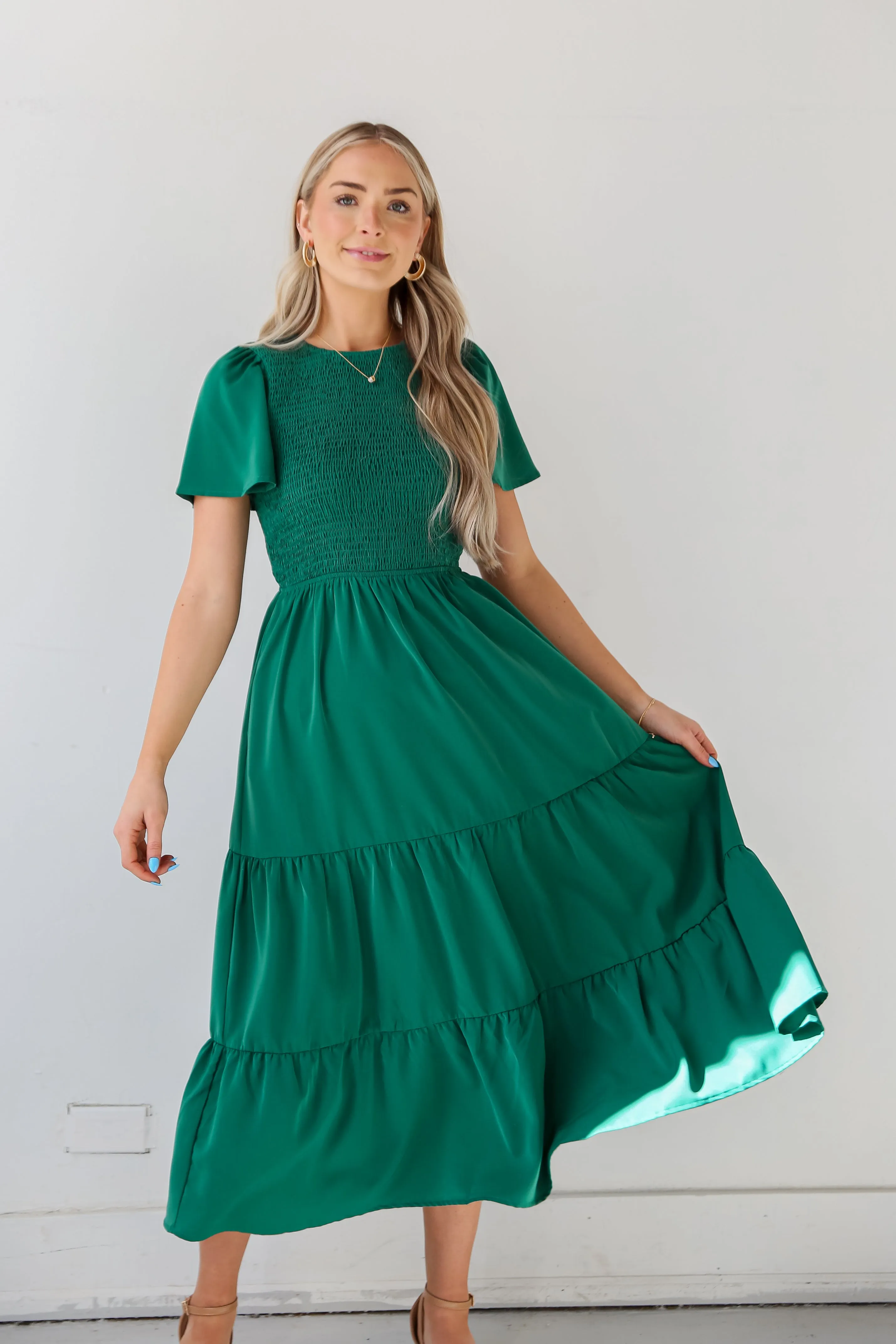 Cute Contentment Kelly Green Tiered Maxi Dress