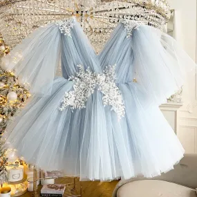 Daisy flower girl dress blue