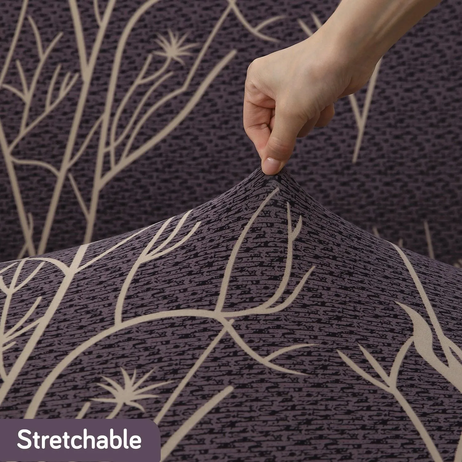 Dark Coffee Twigs Printed Elastic Sofa Cover