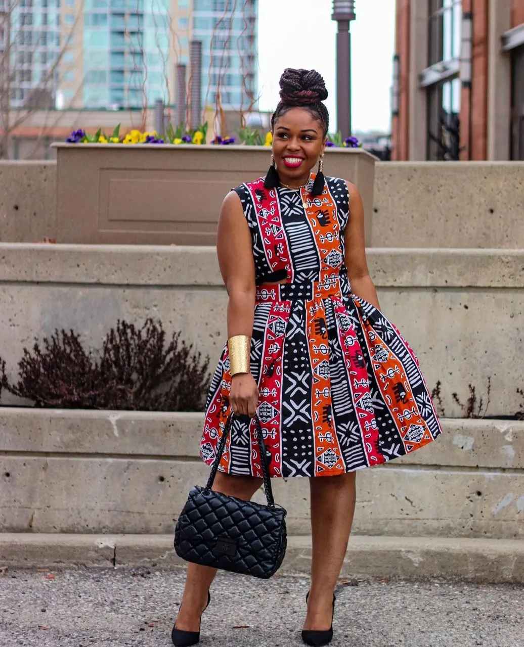 DEMI AFRICAN PRINT MIDI DRESS